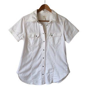 Levi’s Snap Front Shortsleeved Small White Shirt 100% Cotton
